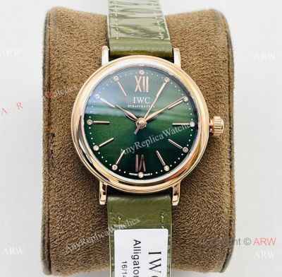 Swiss Copy IWC Portofino 34mm Rose Gold Green Dial 9015 Watches